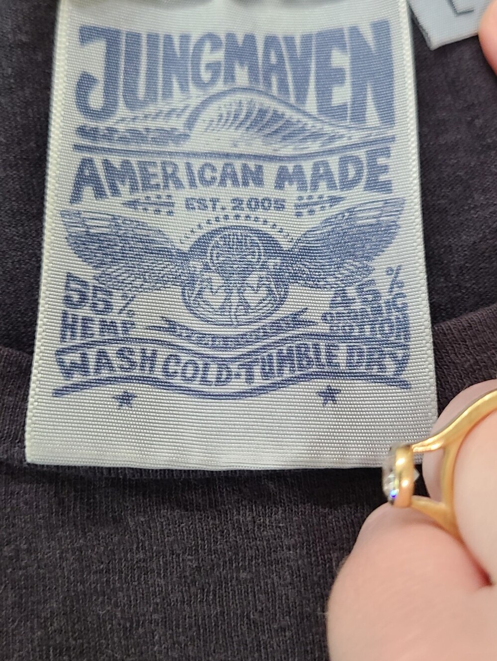 Jungmaven Faded Black Tshirt L 55% Hemp - Picture 2 of 5